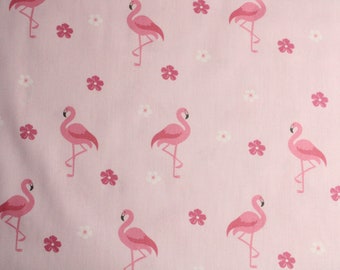 13,90 EUR/meter cotton fabric flamingo on pink woven fabric 100% cotton