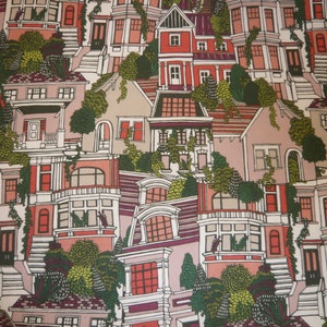 13,00 EUR/meter cotton fabric houses cityscape roofs woven fabric 100% cotton