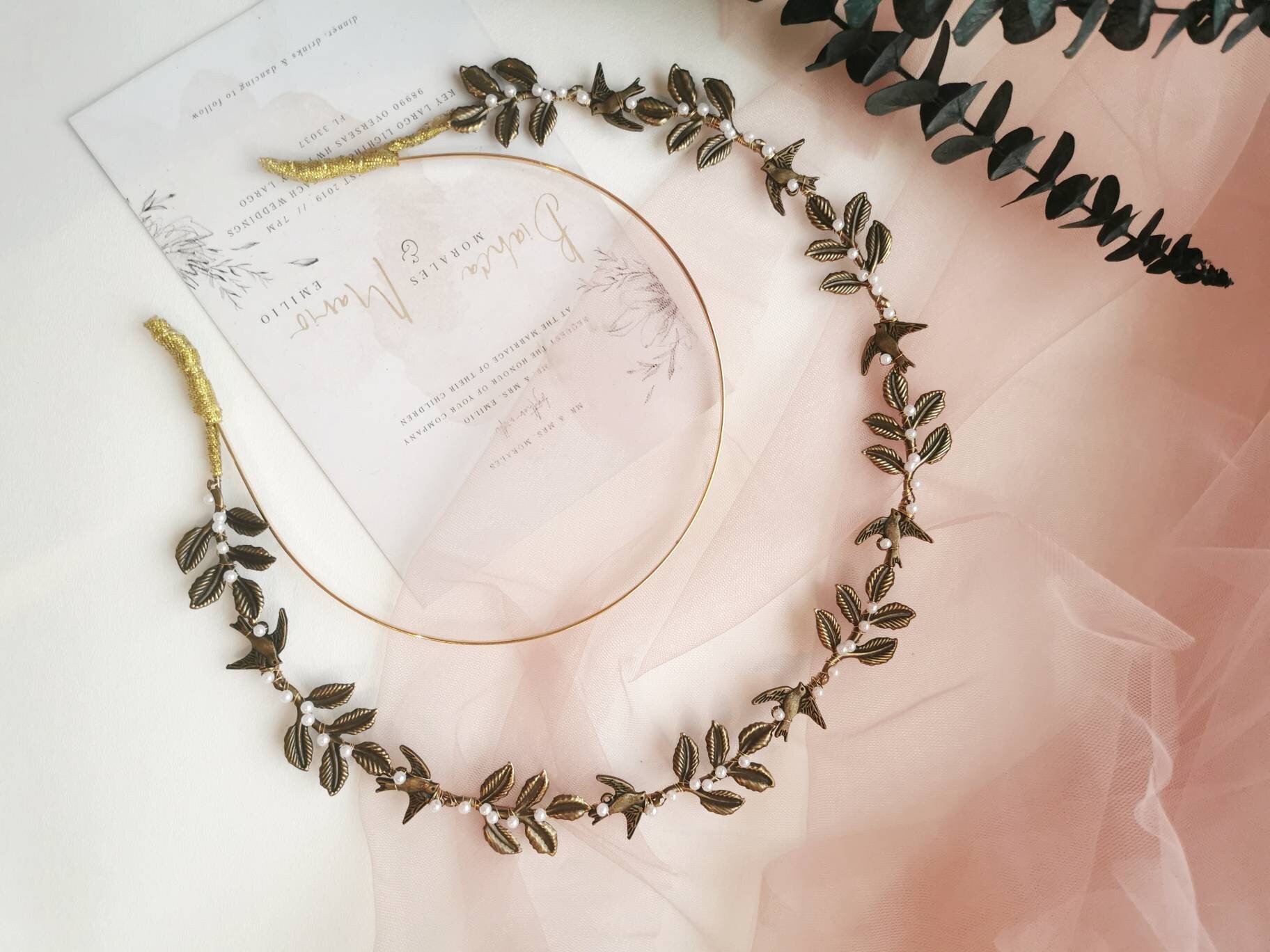 Gold Halo Crown. Gold Leaf Halo Crown. Gold Headband. Gold Etsy