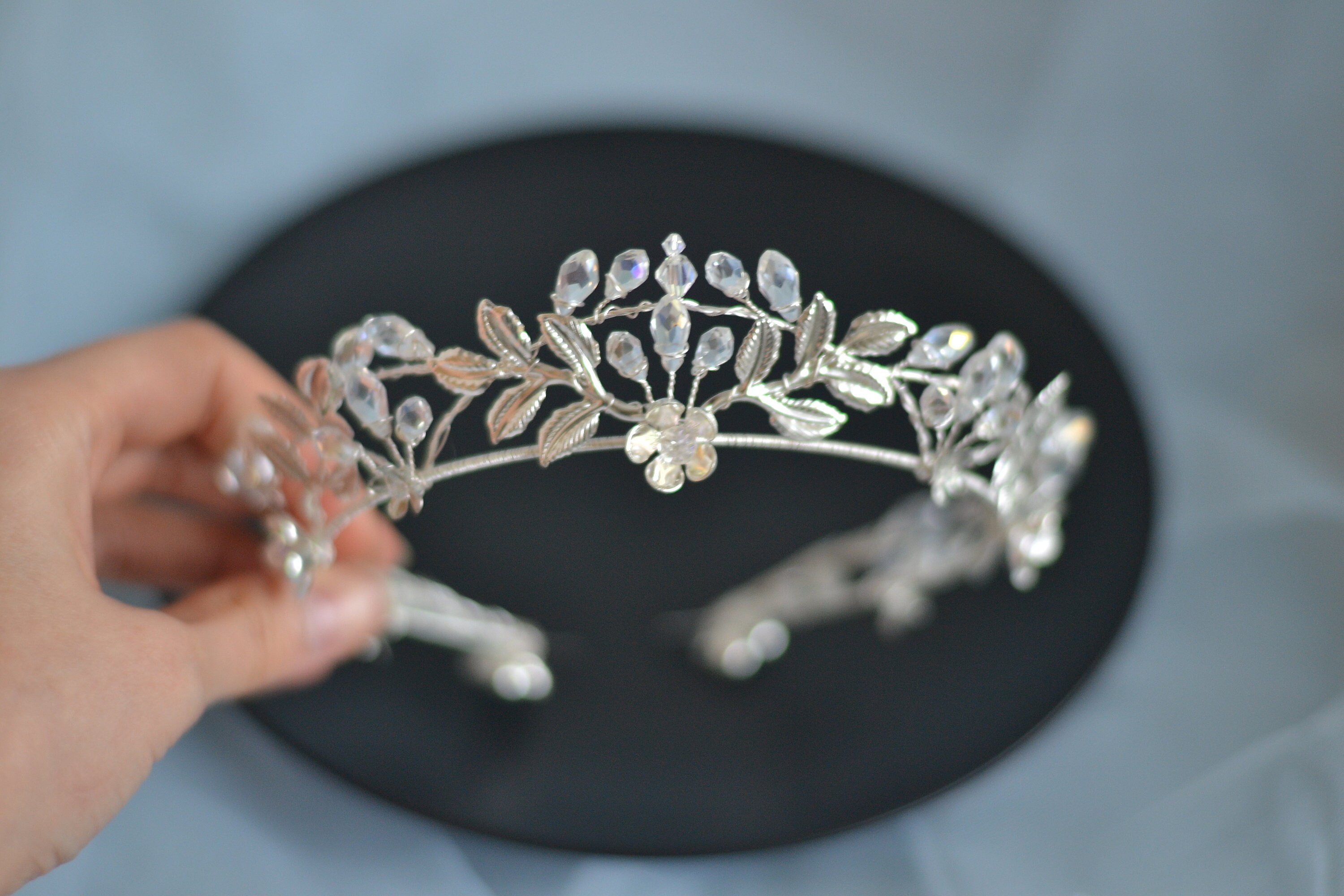Wedding floral tiara Wedding Leaf Tiarabridal tiara Etsy