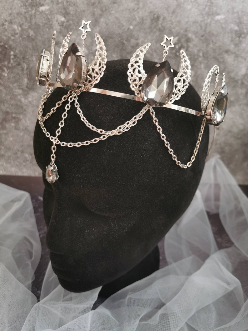 Gothic Jewelry moon tiara Moon Headpieces Dark Witch Etsy