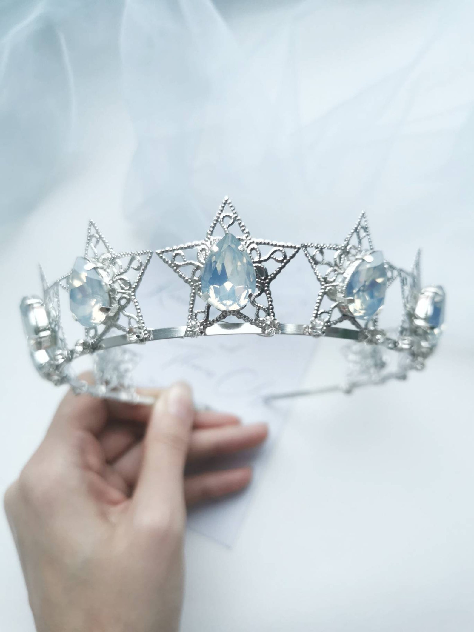Silver stars tiara. Silver Galaxy crown. Silver stars Etsy