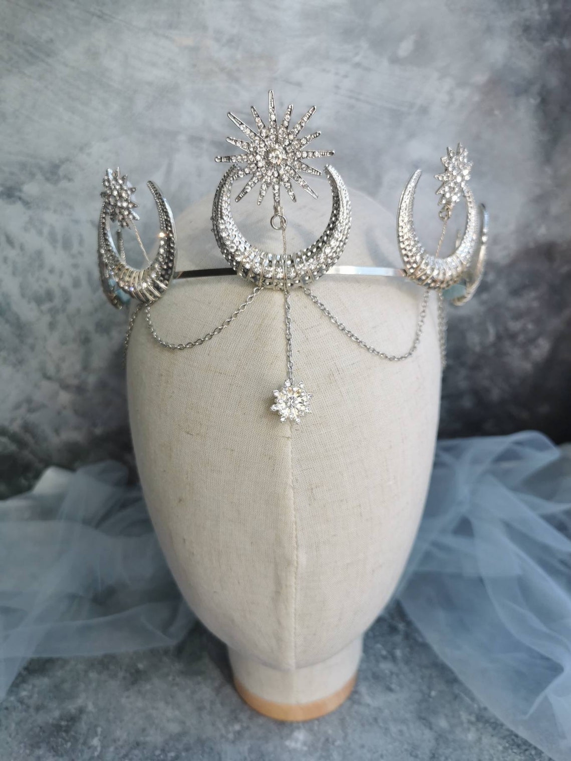Gothic Jewelry moon tiara Moon Headpieces Fantasy Headpiece Etsy