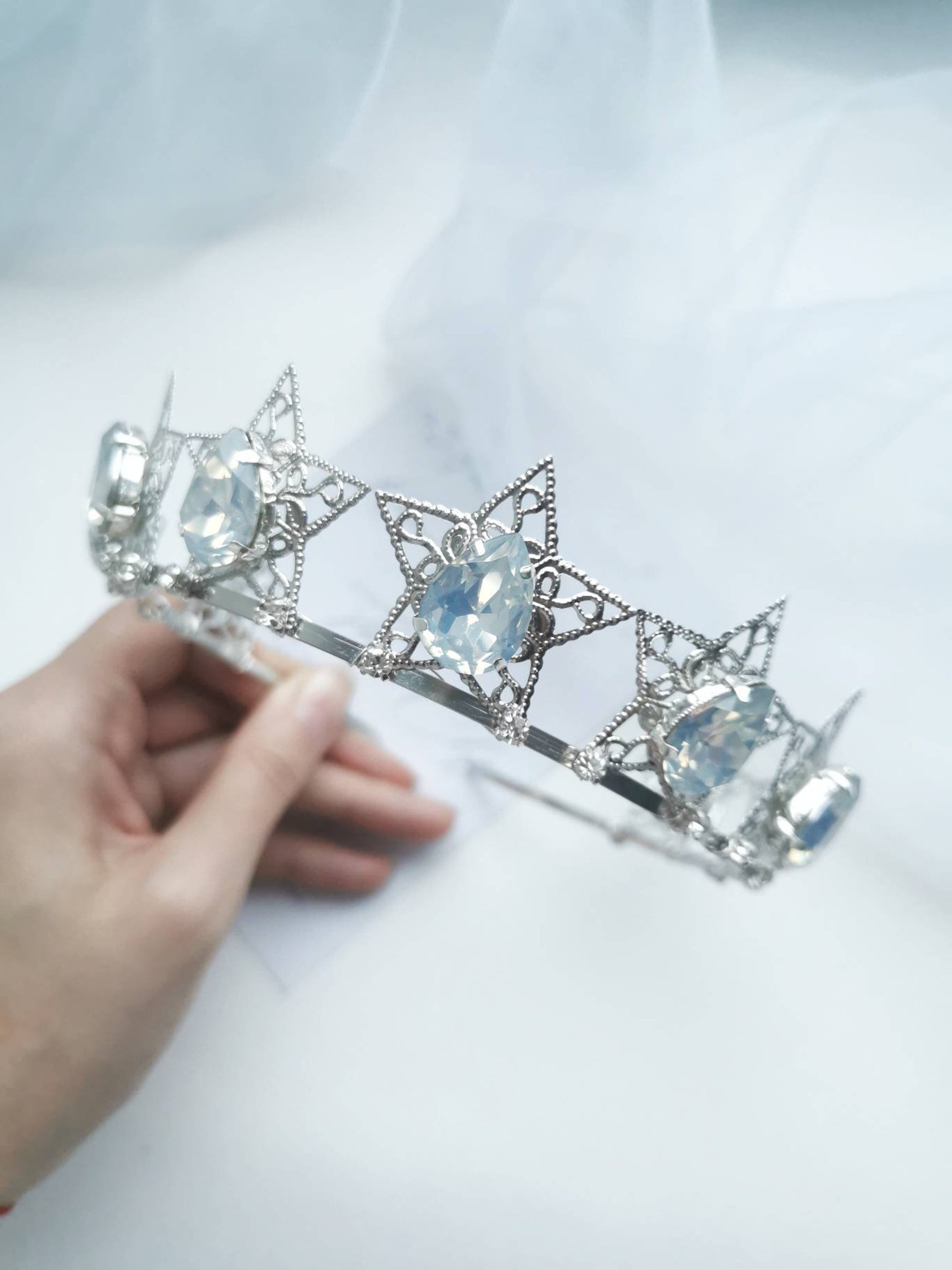 Silver stars tiara. Silver Galaxy crown. Silver stars Etsy