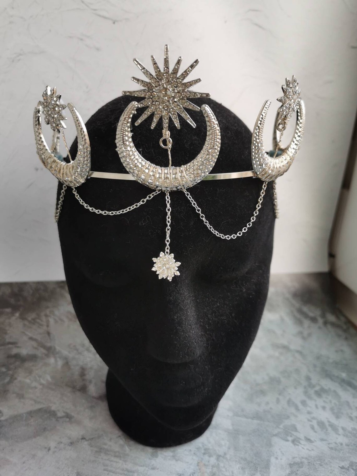 Gothic Jewelry moon tiara Moon Headpieces Fantasy Headpiece Etsy
