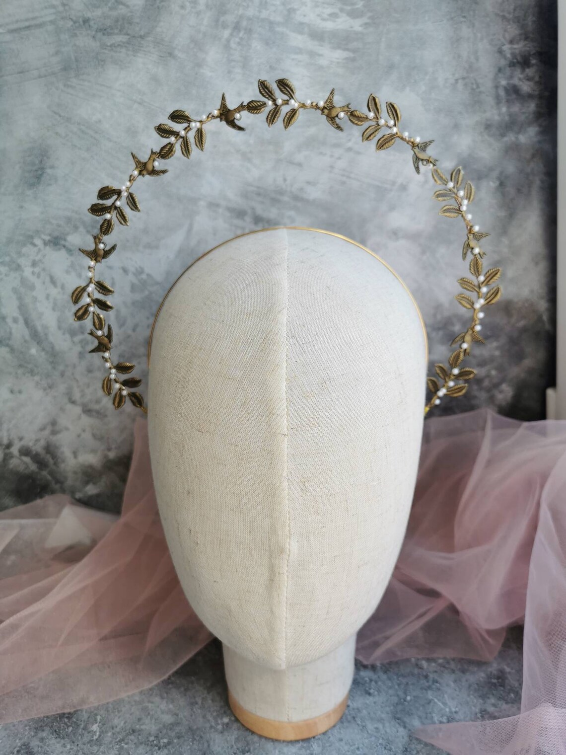 Gold Halo Crown. Gold Leaf Halo Crown. Gold Headband. Gold Etsy