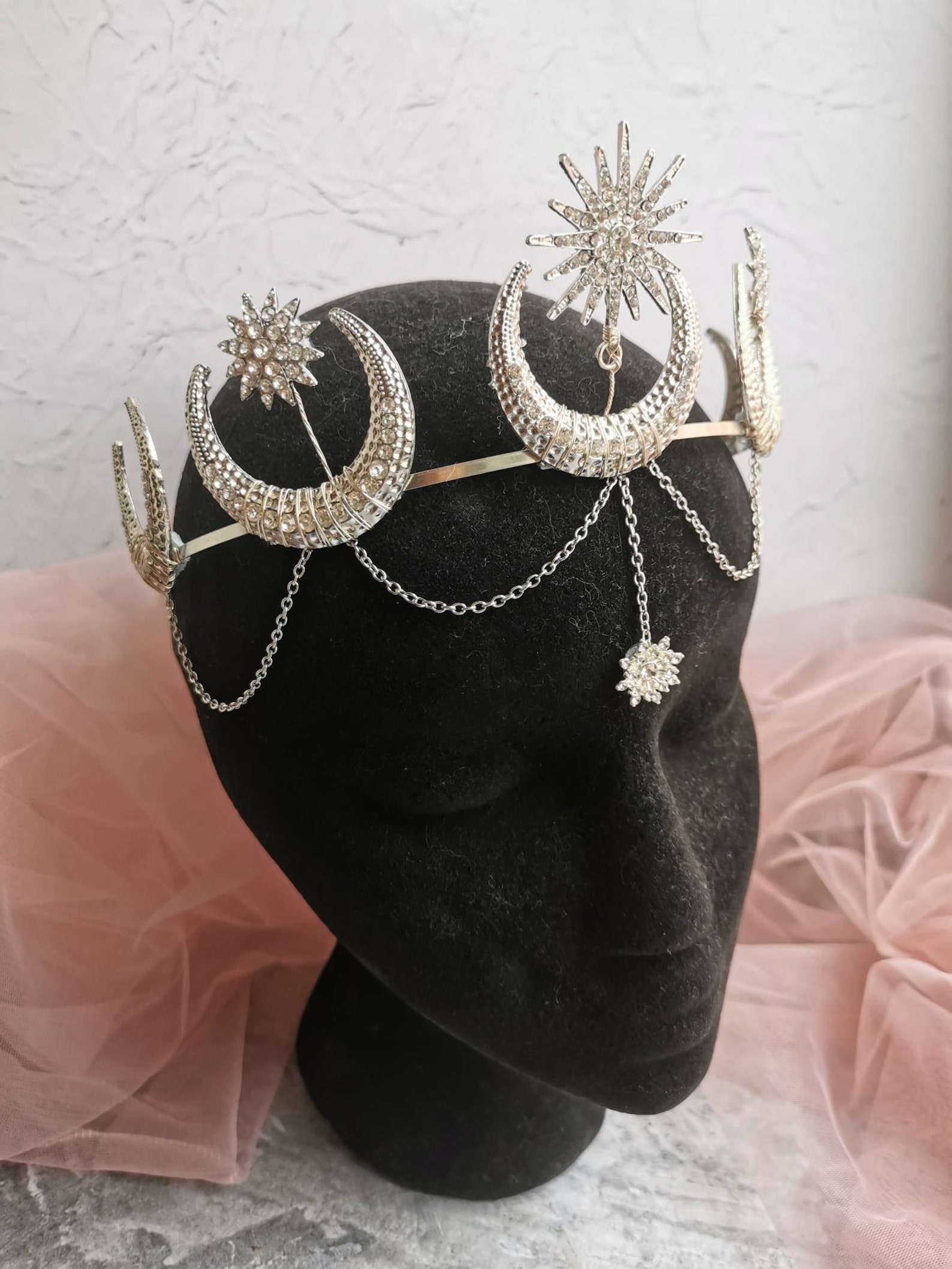 Gothic Jewelry moon tiara Moon Headpieces Fantasy Headpiece Etsy