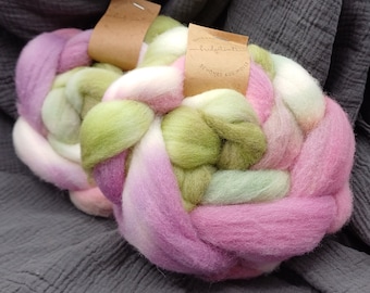 Hand dyed roving Southdown