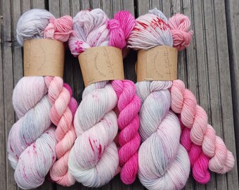 HANDDYED Sockengarn-Bundle "Mauseprinzessin"  handgefärbt! 140g!