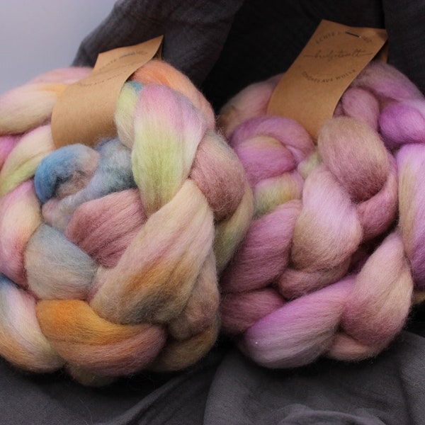 Hand dyed roving Bluefaced Leicester