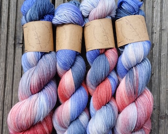 Hilo de calcetín HANDDYED “Alpenglühen” ¡piezas únicas teñidas a mano!