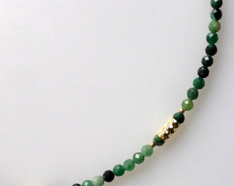 Halskette, Collier, Edelsteine, Afrika-Jade, facettiert, Gold