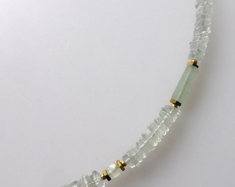 Necklace, choker, precious stones, prasiolite, aventurine, prehnite, hematite