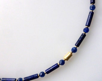 Halskette, Collier, Edelsteine, Lapislazuli, Gold, teils facettiert