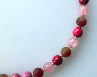 Necklace, necklace, gemstones, impression jasper, jade, quartz