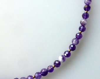 Kette, Collier, Edelsteine, Amethyst, facettiert und poliert