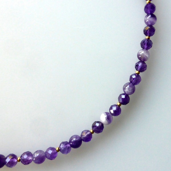 Kette, Collier, Edelsteine, Amethyst, facettiert und poliert