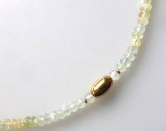 Necklace, necklace, gemstones, prehnite, faceted, gold - favorite piece