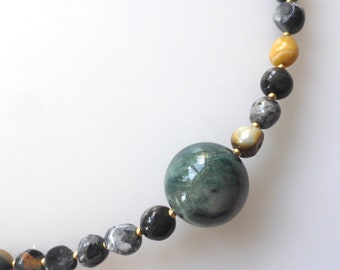 Necklace, choker, precious stones, malignano jasper