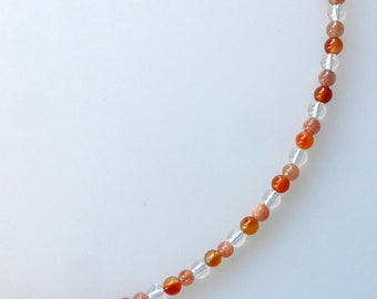 Chain, necklace, gemstones, carnelian, sunstone, rock crystal