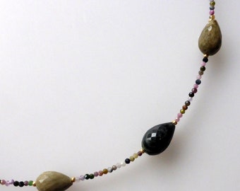 Necklace, necklace, precious stones, tourmaline multi, faceted