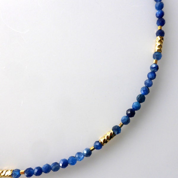 Halskette, Collier, Edelsteine, Kyanit facettiert, Gold