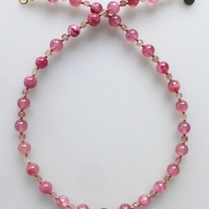 Halskette, Collier, Edelsteine, Erdbeerquarz, pinkfarbene Jade Bild 8