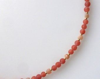 Necklace, necklace, gemstones, blood chalcedony, sunstone