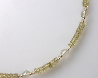 Kette, Collier, Edelsteine, Lemon-Quarz