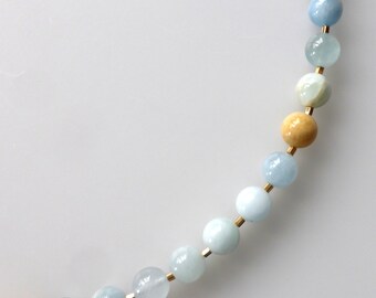 Kette, Collier, Edelsteine, Aquamarin multi