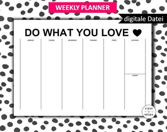 Weekly planner // Weekly Planner // digital file // printable // week at a glance // DIN A4 & A5 // PDF // printables // instant download