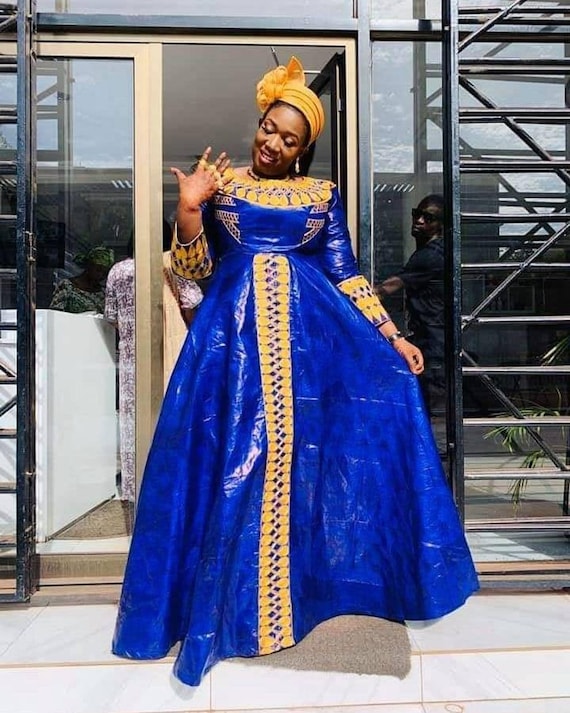 blue and gold african dress