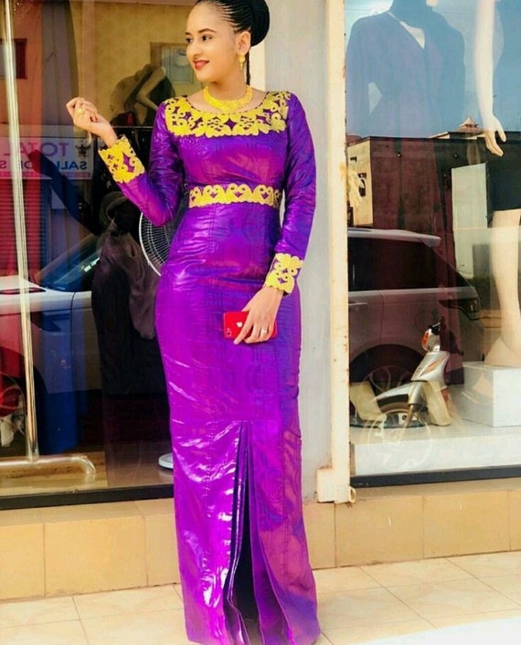 purple and gold african dress