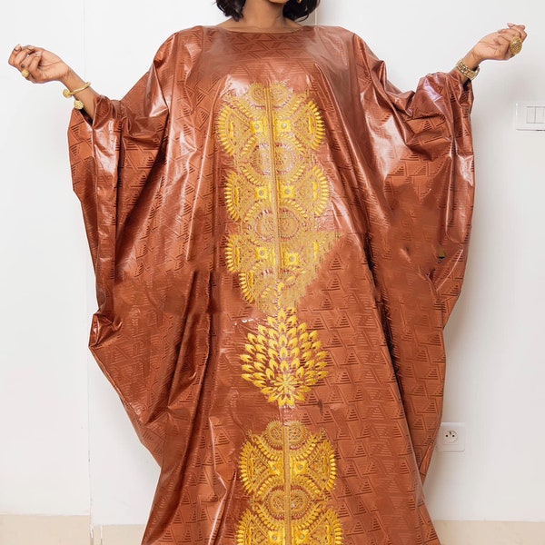 Premium Getzner magnum gold African dress/African clothing/African fashion/ African dress/Bazin boubou, Plus size dress/Plus size clothing