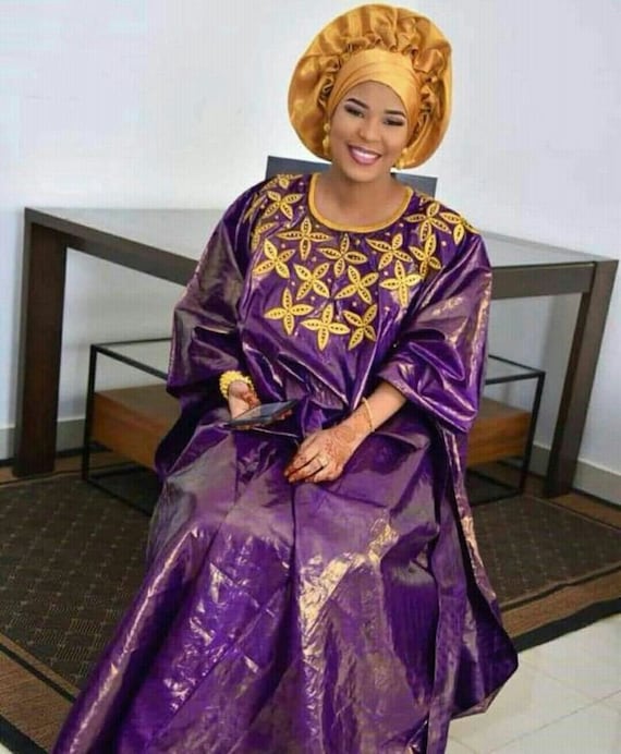 purple and gold african dress