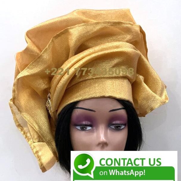 headtie,Gele hat ,Aso-Oke Fabric,gele,Headwrap,Ready-to-Wear Gele Autogele Ready Made Gele Auto Gele African Nigerian Wedding