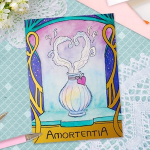 Postkarte -Amortentia- mit Golddruck