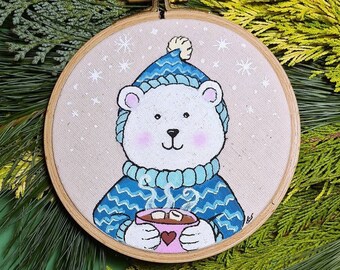 Embroidery frame mural "Polar Bear" UNIKAT