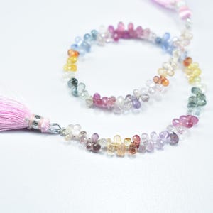 AAA++ Multi Sapphire Faceted Teardrop Beads, Sapphire Briolette Beads, Natural Multi Color Sapphire Drops Beads, Sapphire Gemstone Beads