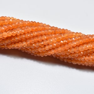 Carnelian Faceted Rondelle Beads, 3.5mm Carnelian Faceted Beads, Natural Carnelian Bead, 13 Inch Strand, Carnelian Gemstone Beads, Carnelian