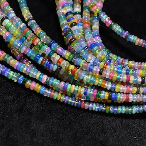 Perle lisce a rondella in opale etiope Disco, perle in opale Disco AAA, perle in opale da 2,5-4,5 mm, perle in opale multicolore, perle lisce in opale