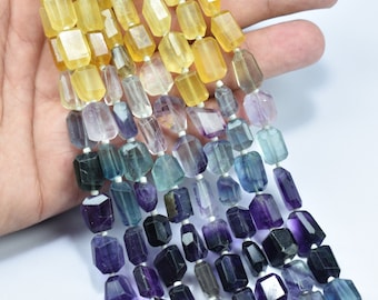 Multi Fluorite Faceted Nugget Beads, 6X8-8X11mm Fluorite Faceted Beads, Natural Fluorite Nugget Shape Beads, Fluorite Jewelry Making Beads