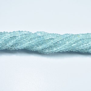 AAA Quality Aquamarine Faceted Rondelle Beads, 4mm Aquamarine Gemstone Beads, Natural Aquamarine Faceted Beads, Aquamarine Jewelry Making