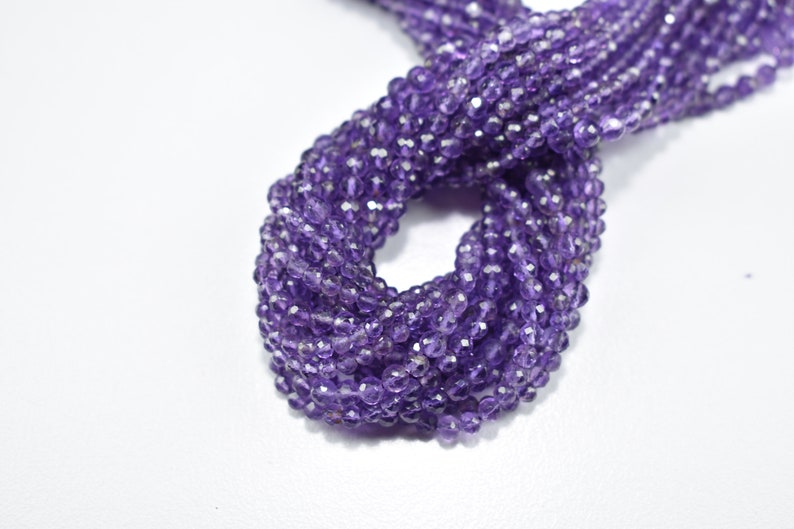 5 Strands Natural African Amethyst Round ball Faceted Gemstone Beads 13 Inch Strand 3mm