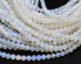 Ethiopian Opal Faceted Round Beads, AAA Quality Opal Round Beads 4-6.5mm, Natural Ethiopian Opal Beads, Flashy Opal Beads, Gemstone Beads
