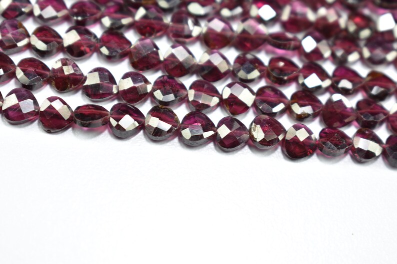 Natural Garnet Well Cut Heart Shape Gemstone Faceted Beads 13 inch 1 Strand 5X5mm