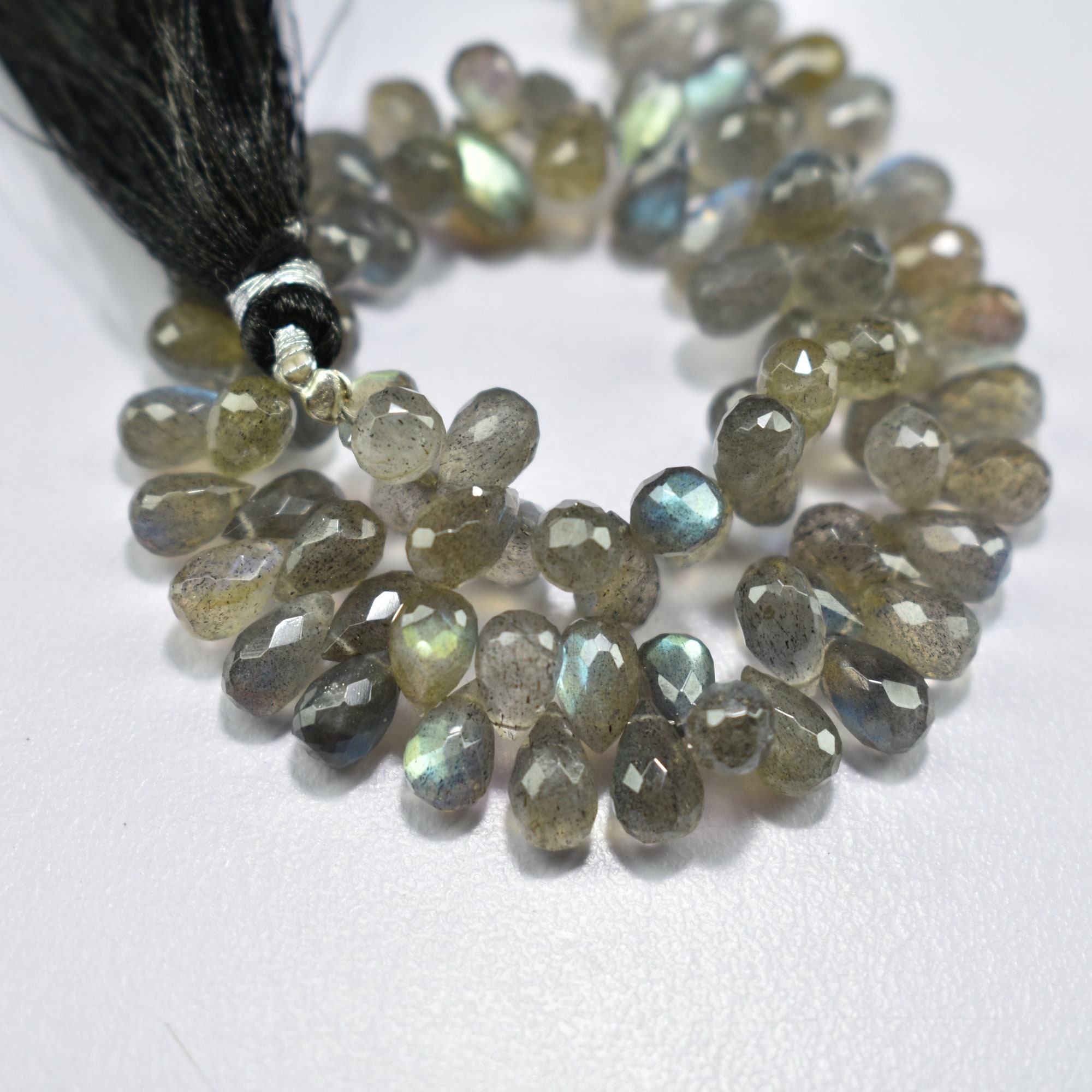 Labradorite Faceted Teardrop Beads, Natural Labradorite Faceted Beads, Labradorite Drops Beads, 8 Inch Strand, Labradorite Briolette Beads