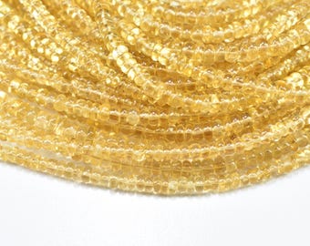 Citrine Smooth Rondelle Beads, AAA Quality Citrine Gemstone Beads, 4.5mm Citrine Smooth Beads, Natural Citrine Rondelle, Citrine Plain Beads