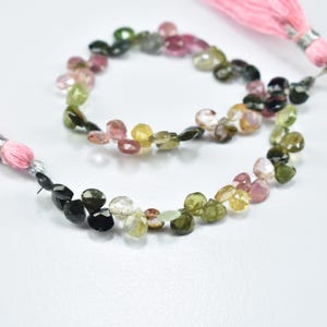 Multi Tourmaline Faceted Heart Beads, 4.5-5mm Tourmaline Heart Shape Beads, Tourmaline Faceted Beads, 8 Inch Strand, Tourmaline Briolette