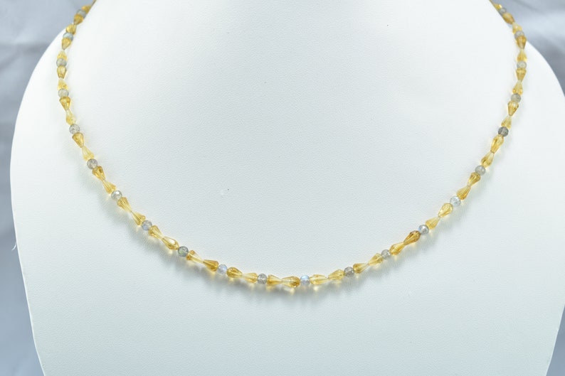Best Quality Citrine Top Drill Drops 3.5X4.5mm to 3.5X6mm and Labradorite Round Ball 3.25mm Gemstone Beads 17/'/' Inch Strand